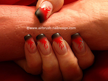 Flames motive with airbrush template - Nail art 118