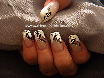 Airbrush tribal motive for the fingernails - Nail art 120