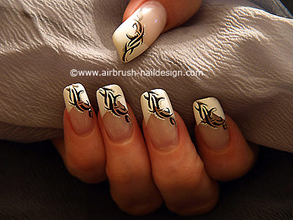 Aerografa con tribal para uas esculpidas - Nail art 120