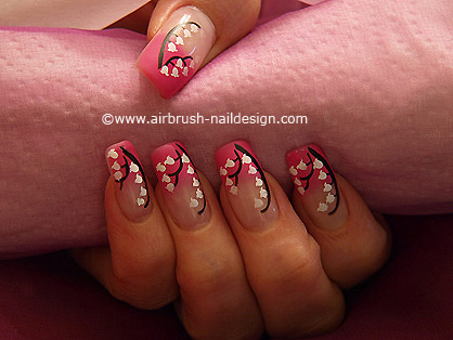 Daffodils as fingernail motive - Airbrush nail art 149