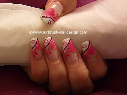 Schmcken der Fingerngel mit Airbrush-Farben - Design 158