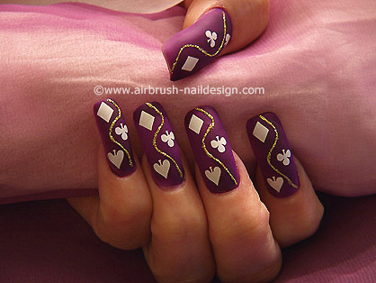 Card-game motive as fingernail design - Airbrush Motive 032