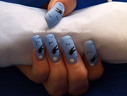 Halloween-Hexe als Airbrush Motiv - Airbrush Nailart Motiv 066