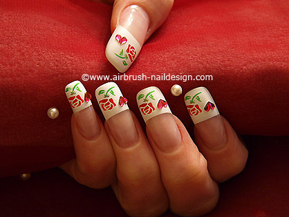 Valentine's Day motive with airbrush colours - Nail art 080