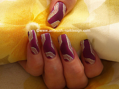 Airbrush motive with French manicure templates - Nail art 93